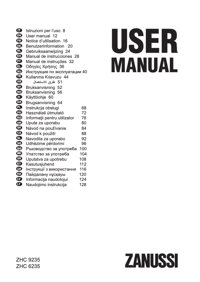 Page 1 de la notice Manuel utilisateur Zanussi ZHC9235X