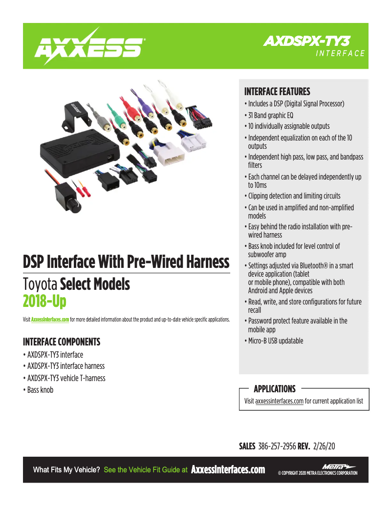 Page 1 de la notice Fiche technique AXESS AXDSPX-TY3