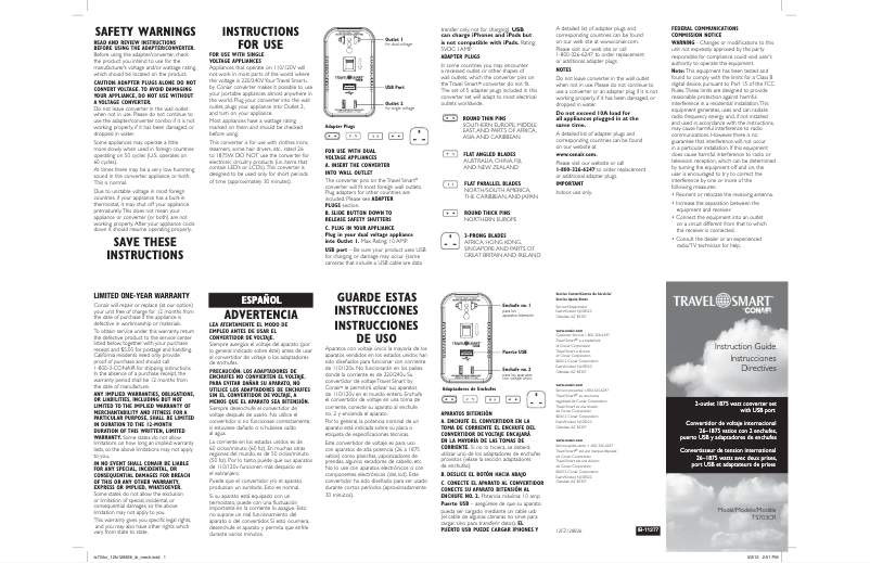 Página 1 del manual Manual de usuario Travel Smart TS703CR