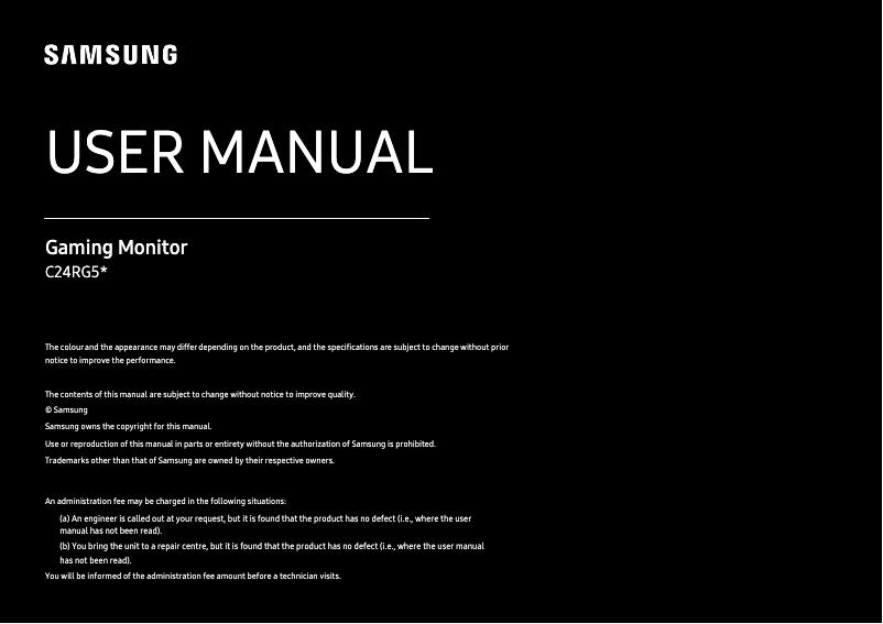 Page 1 de la notice Manuel utilisateur Samsung LC24RG50FQRXXU