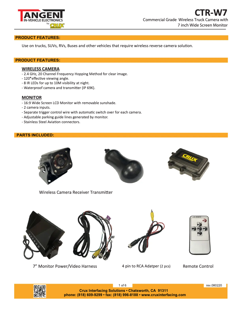 Page 1 de la notice Manuel utilisateur CRUX CTR-W7