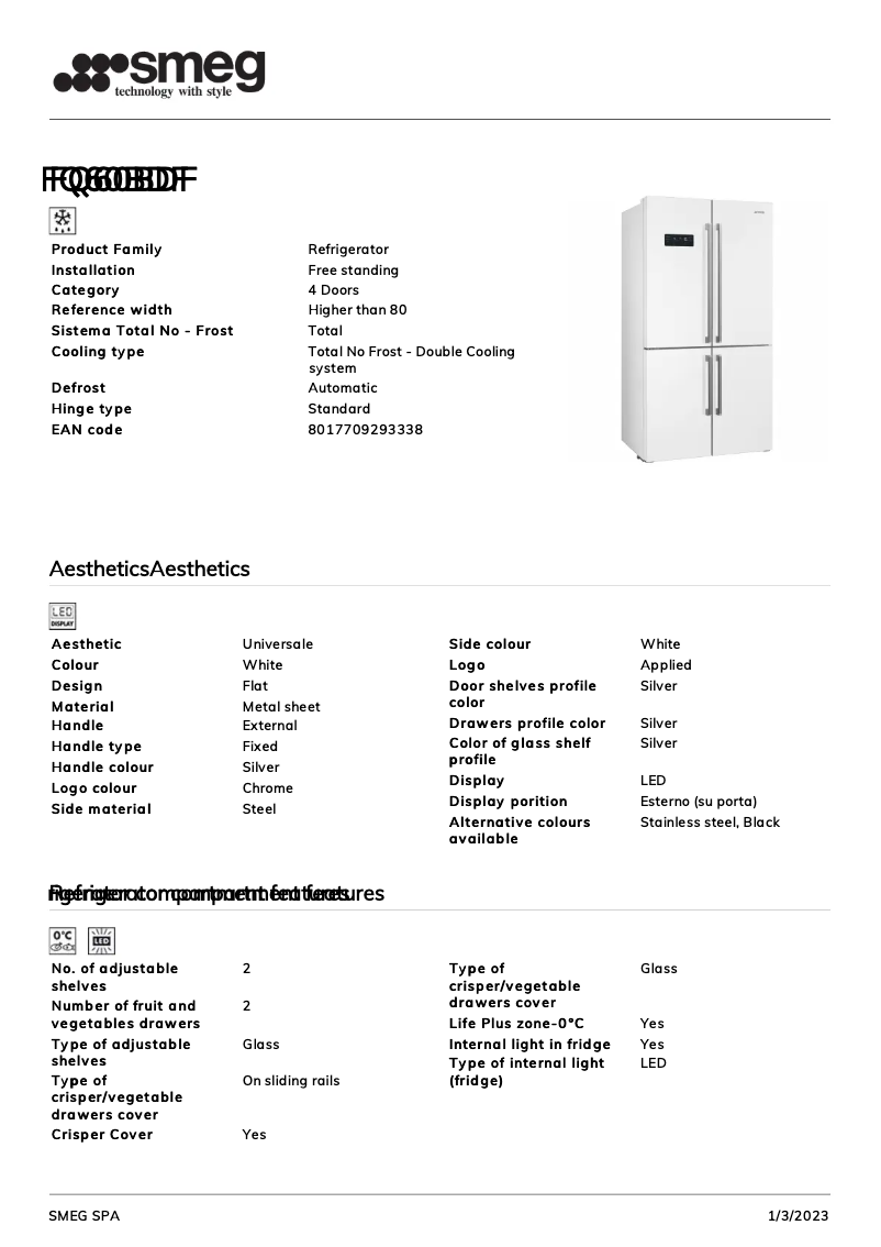 Page 1 de la notice Brochure Smeg FQ60BDF