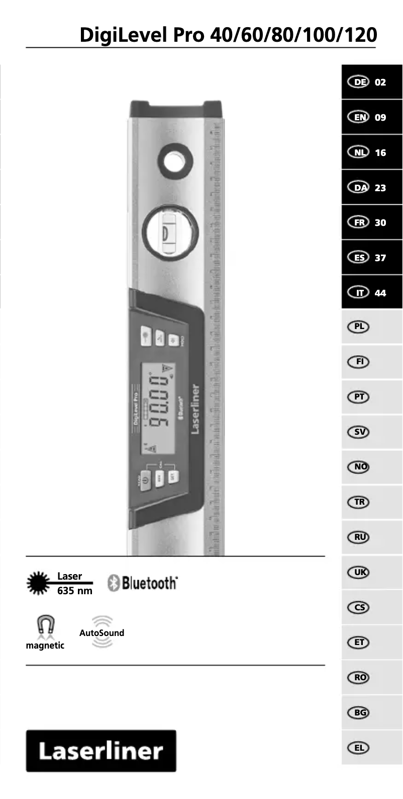 Page 1 de la notice Manuel utilisateur Laserliner DigiLevel Pro 120