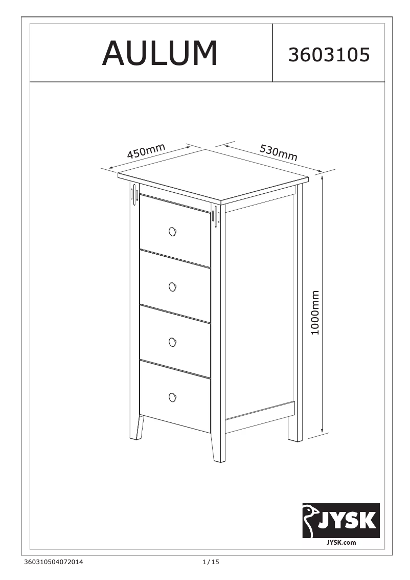 Page n°1 - Manuel utilisateur JYSK Aulum (53x100x45)
