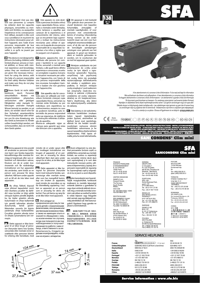 Image de la première page du manuel de l'appareil Sanicondens Clim mini