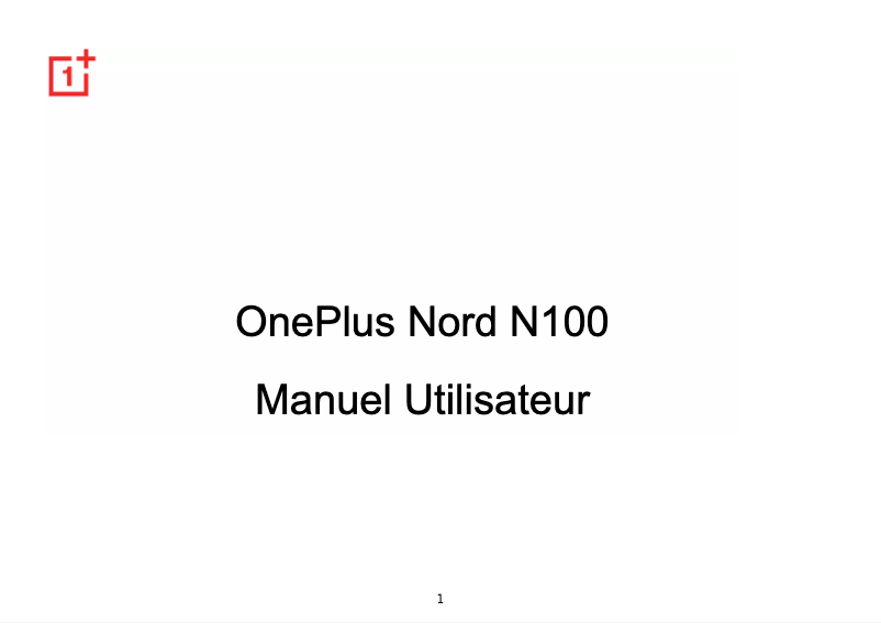 Page 1 de la notice Manuel utilisateur OnePlus Nord N100