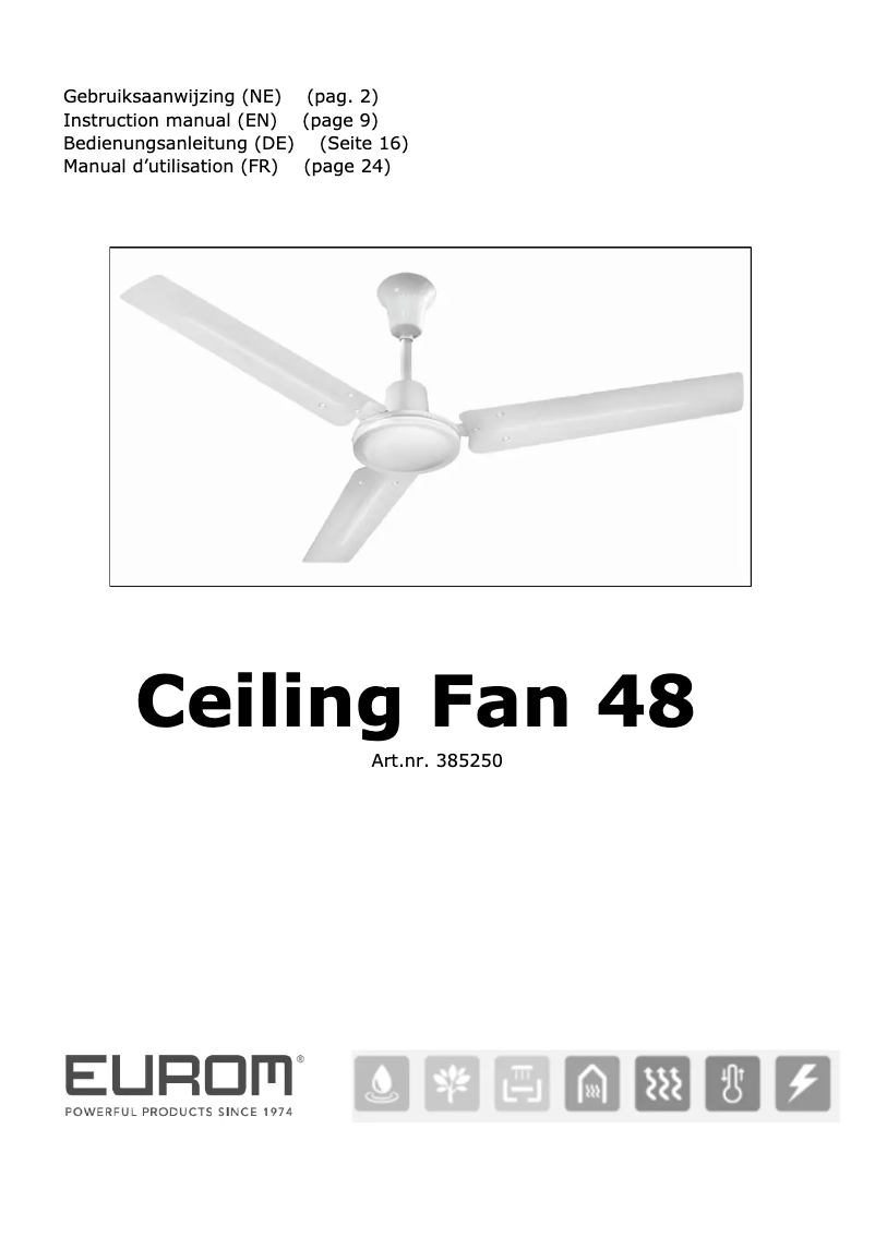Image de la première page du manuel de l'appareil Ceiling Fan 48