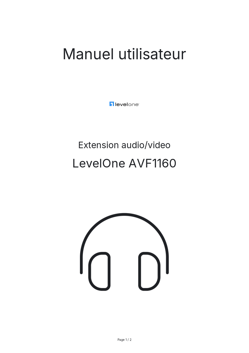 Page n°1 - Manuel utilisateur LevelOne AVF1160