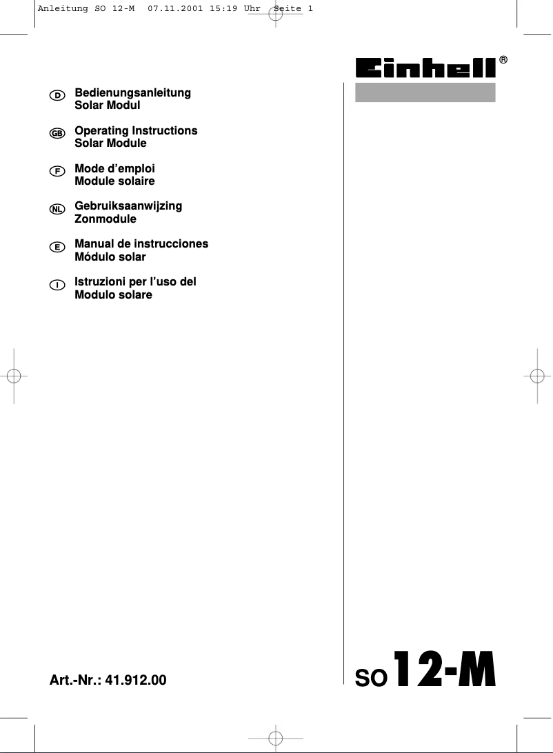 Image de la première page du manuel de l'appareil SO 12-M