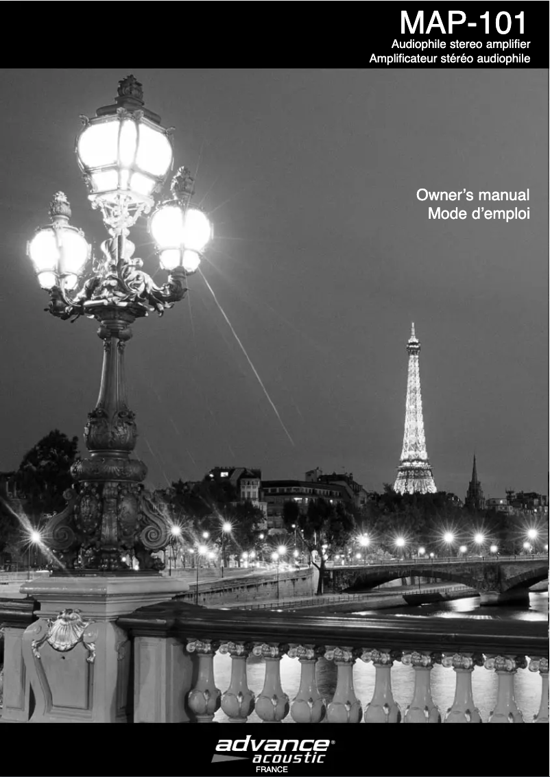 Page n°1 - Manuel utilisateur Advance MAP 101
