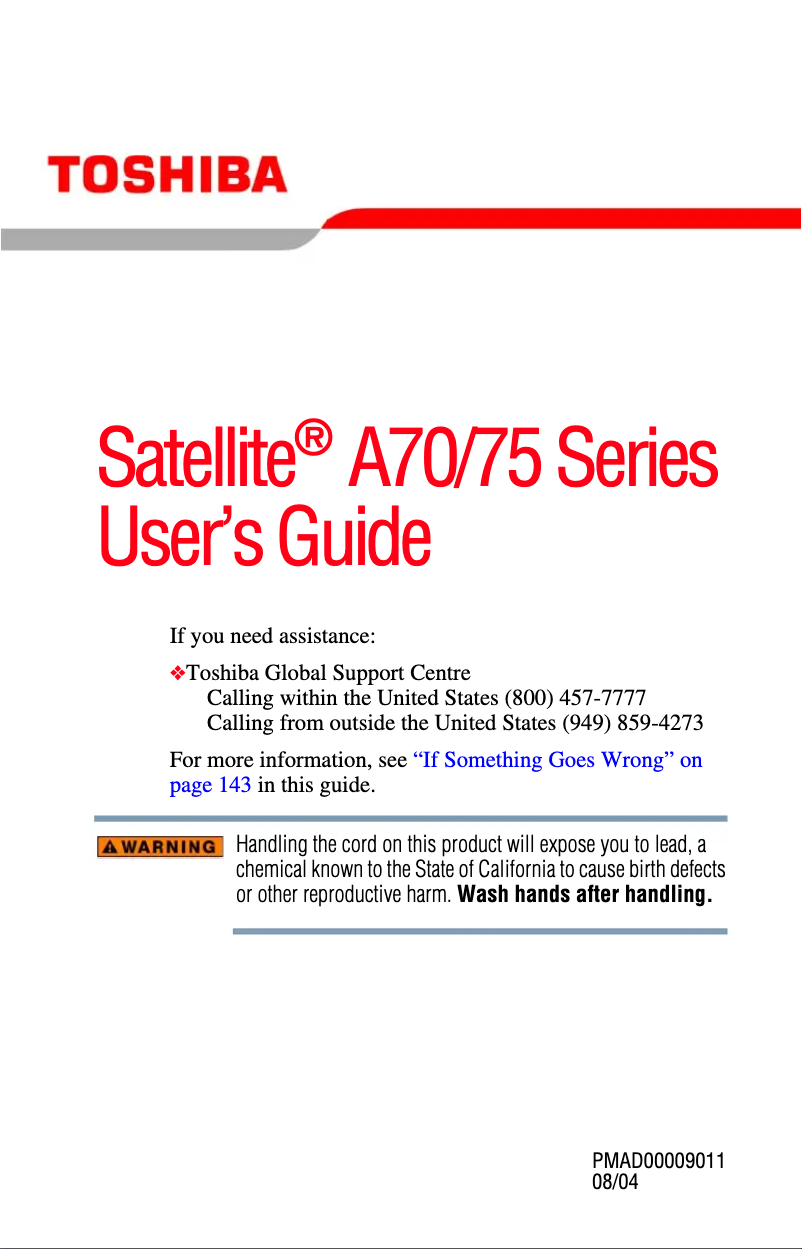 Page n°1 - Manuel utilisateur Toshiba Satellite A70