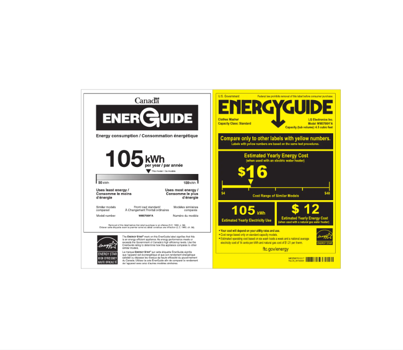 Page n°1 - Label énergétique LG WM5700HVA