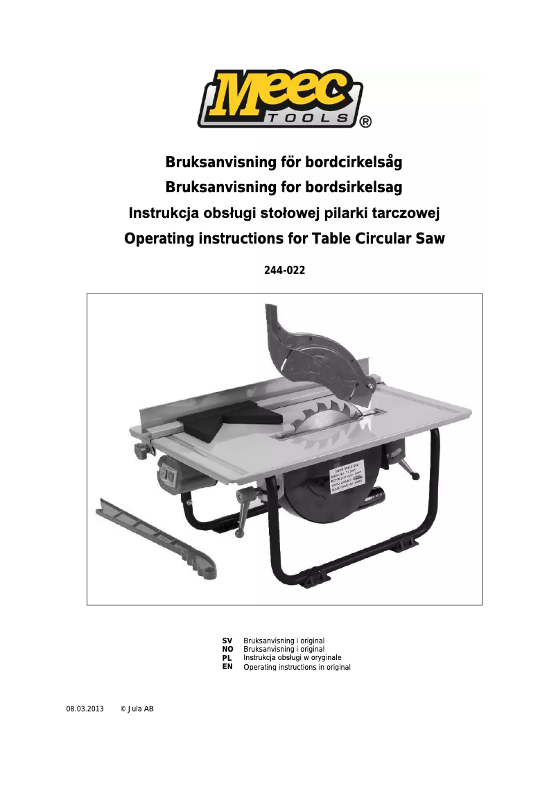 Page 1 of the manual User Manual Meec Tools 244-022