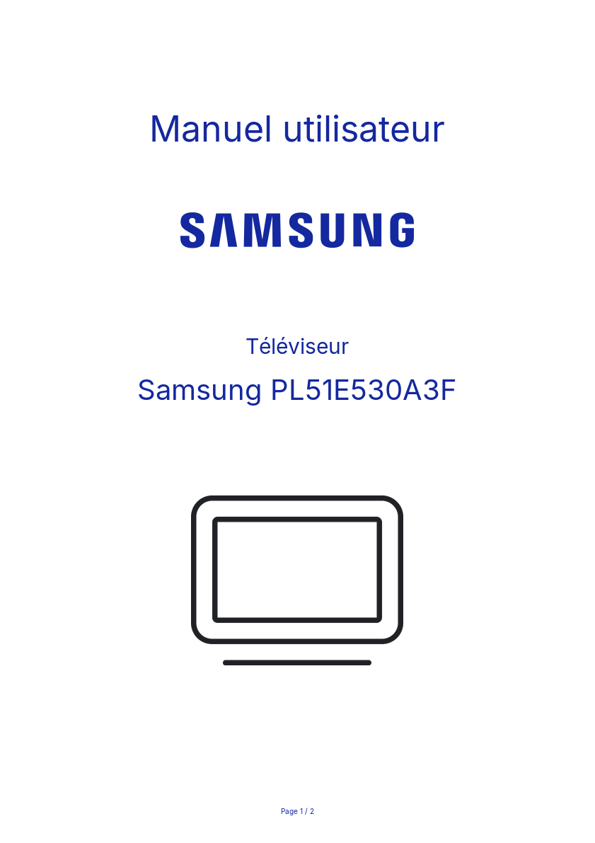 Page n°1 - Manuel utilisateur Samsung PL51E530A3F