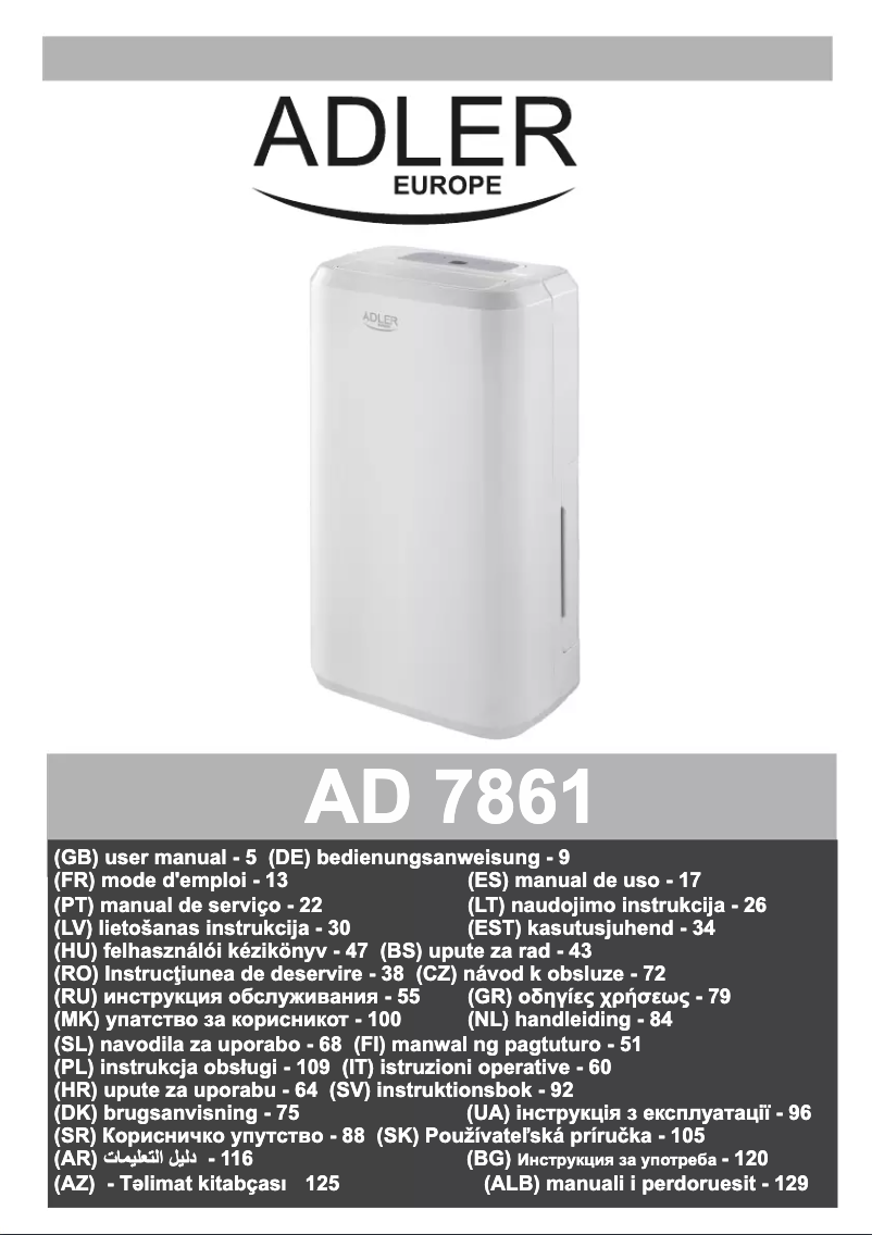 Image de la première page du manuel de l'appareil AD 7861