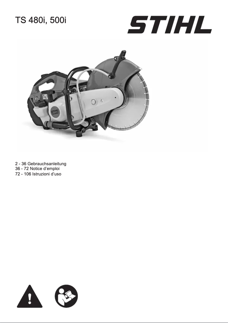 Page 1 de la notice Manuel utilisateur Stihl TS 480i