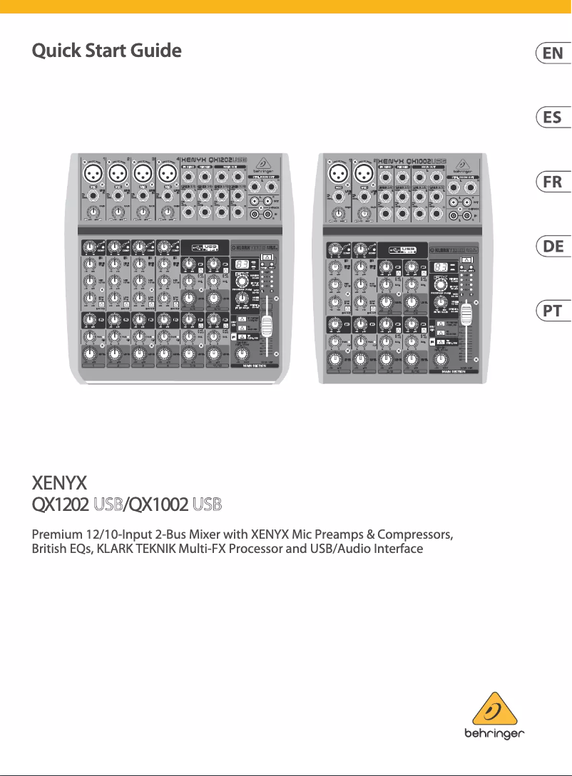 Page n°1 - Manuel utilisateur Behringer Xenyx QX1002USB