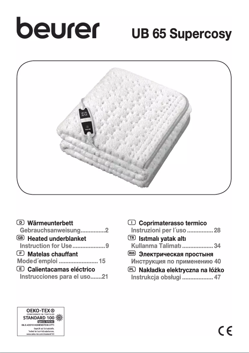 Page n°1 - Mode d'emploi Beurer UB 65 SuperCosy