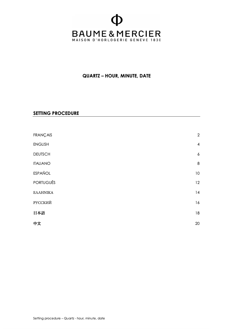 Page 1 de la notice Mode d'emploi Baume & Mercier Classima 10323