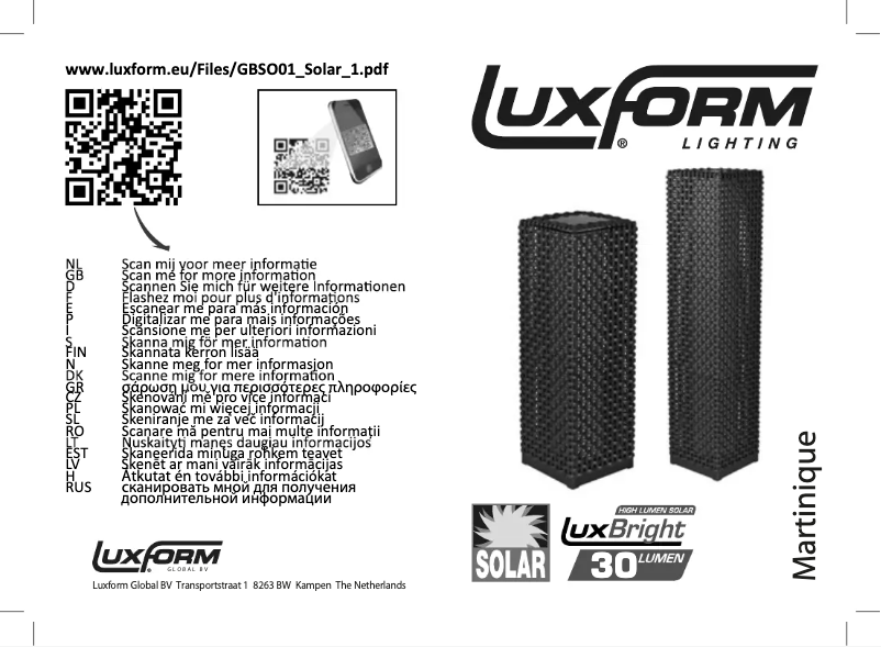 Página 1 del manual Manual de usuario Luxform Lighting Martinique