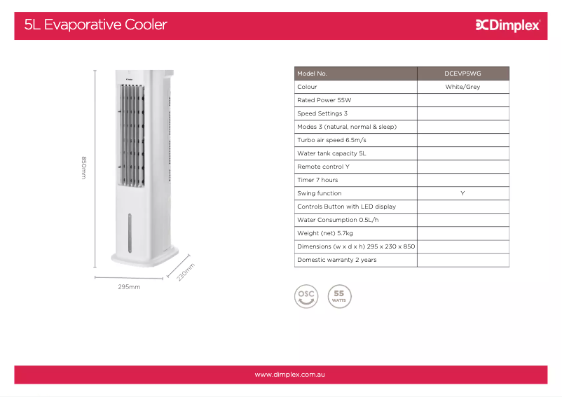 Image de la première page du manuel de l'appareil DCEVP5WG