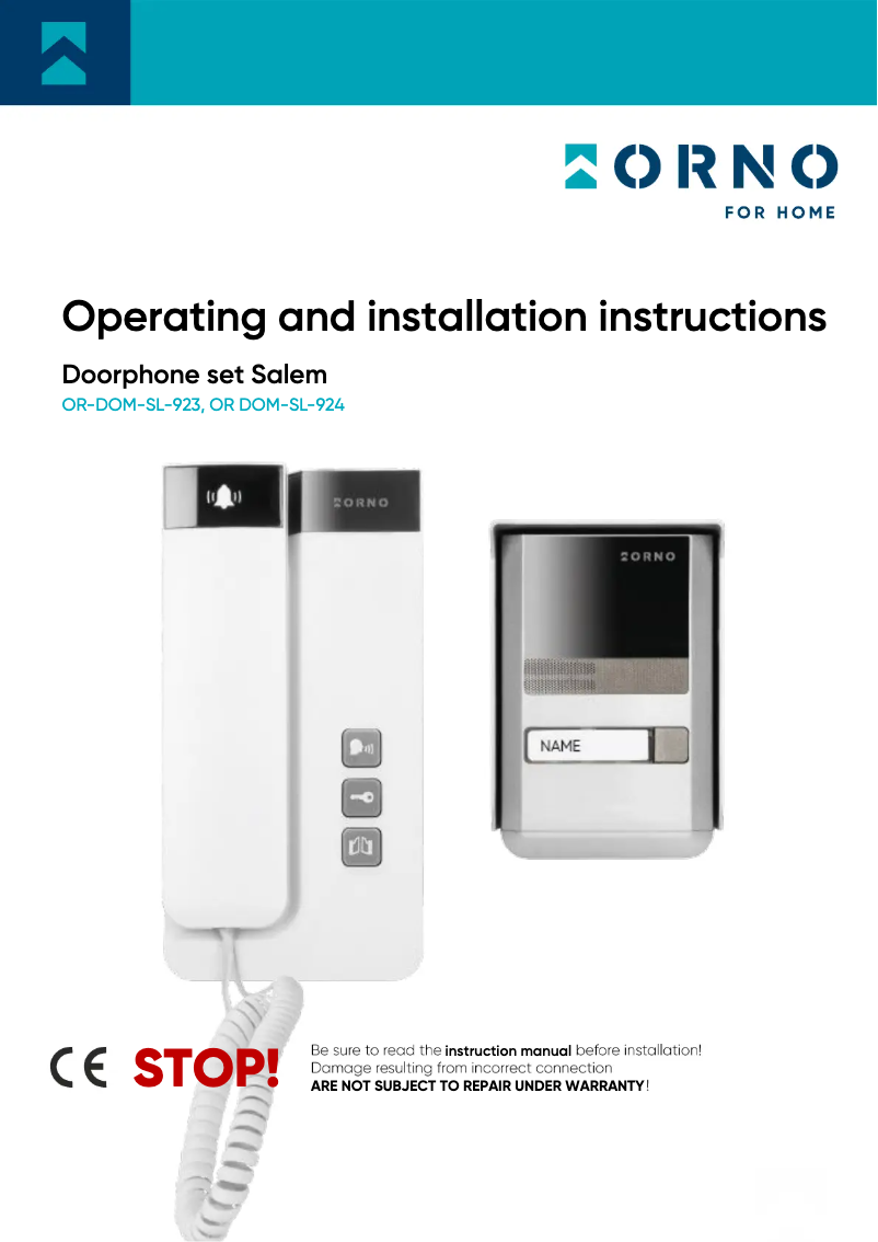 Page n°1 - Manuel utilisateur ORNO OR-DOM-SL-923