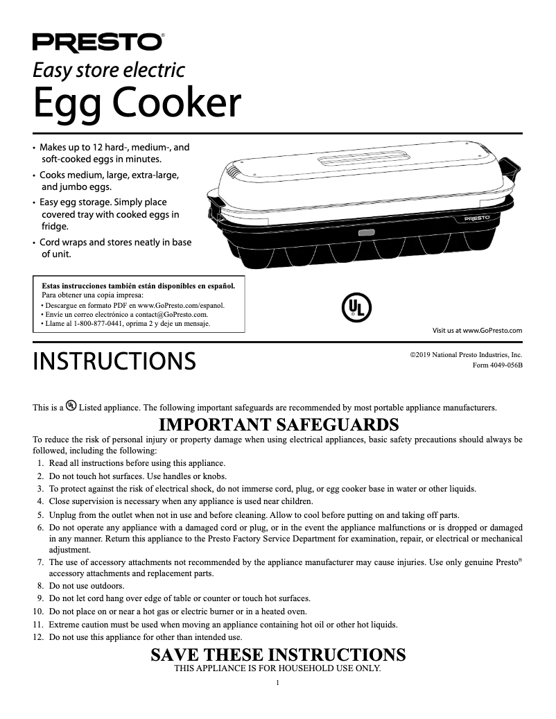 Image de la première page du manuel de l'appareil Easy store electric Egg Cooker