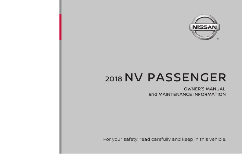 Página 1 del manual Manual de usuario Nissan NV Passenger (2018)