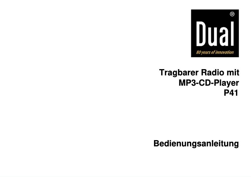 Page 1 de la notice Manuel utilisateur Dual P41