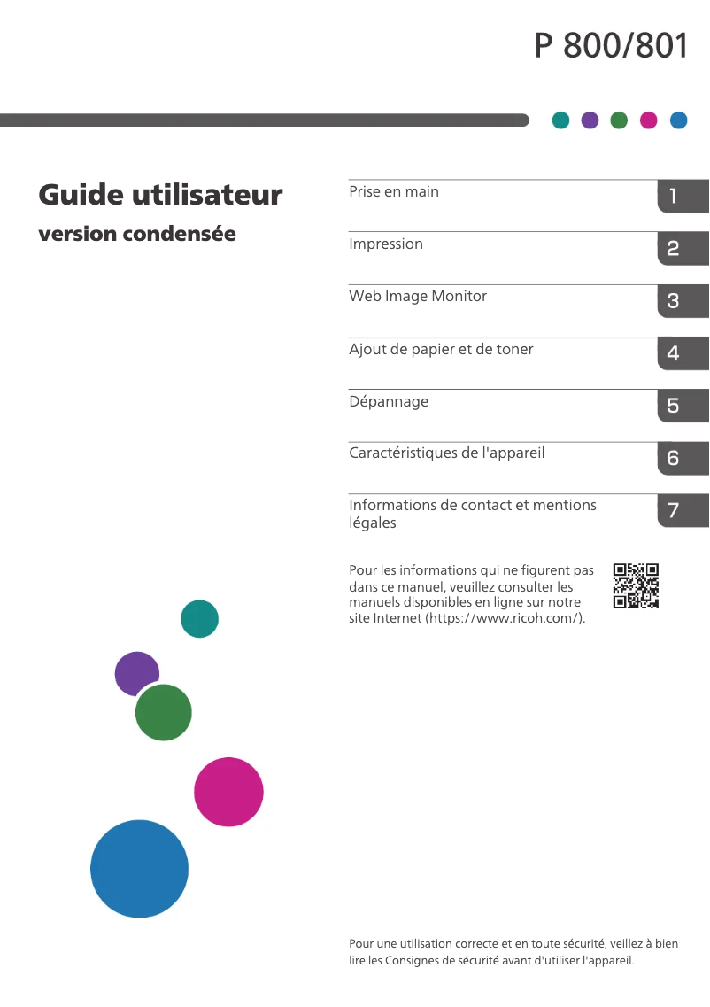 Image de la première page du manuel de l'appareil P 800