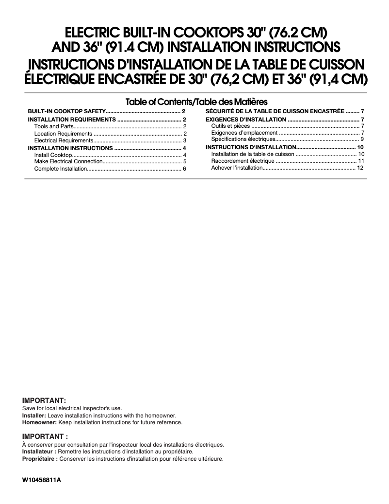 Image de la première page du manuel de l'appareil WCC31430AB