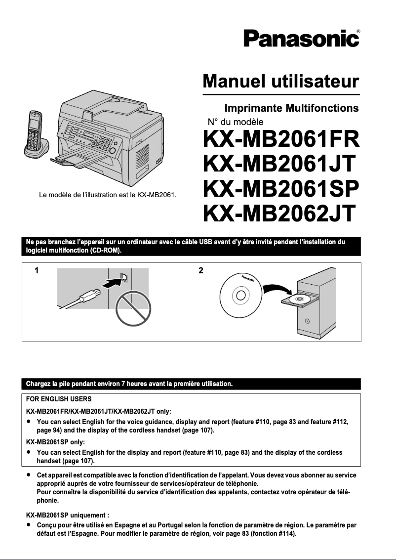 Imagen de la primera página del manual del dispositivo KX-MB2061