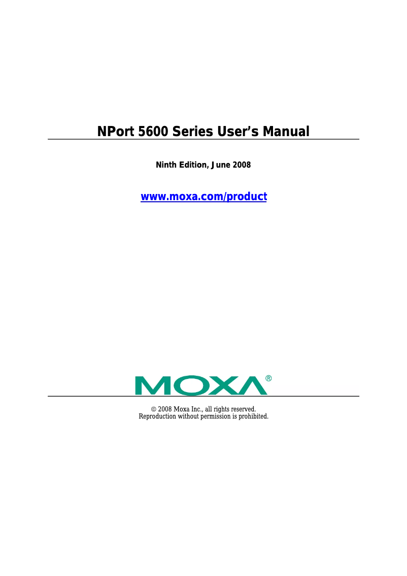 Page n°1 - Manuel utilisateur Moxa NPort 5610-16