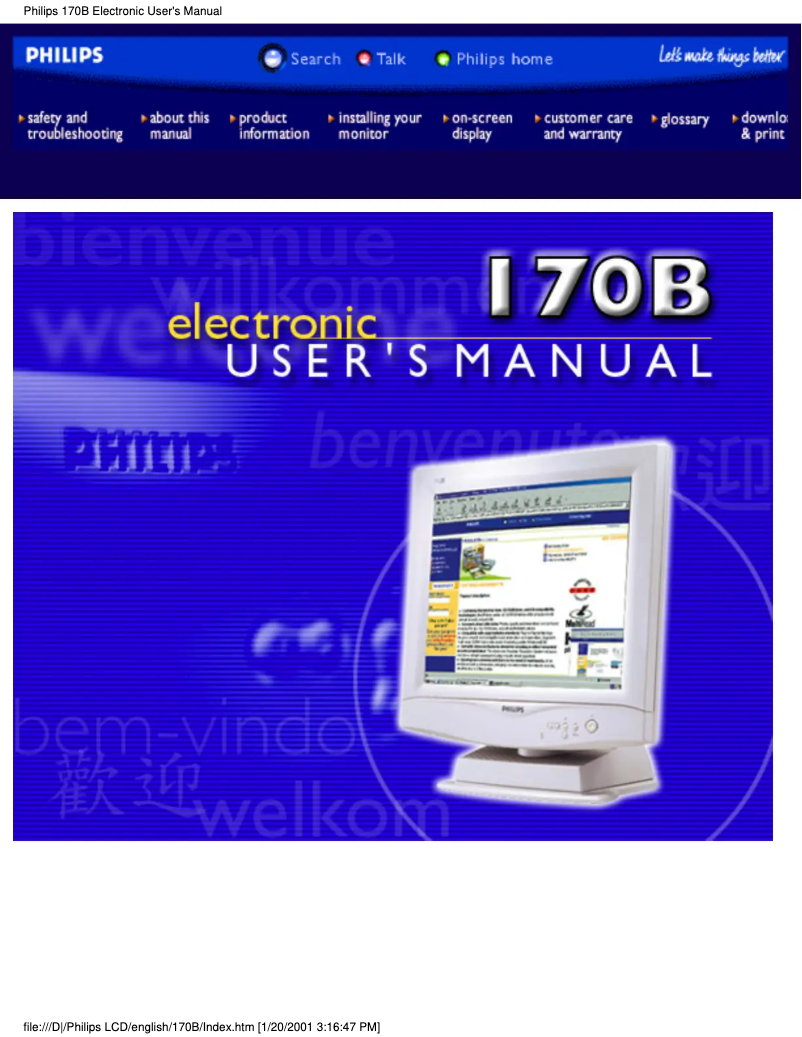 Page n°1 - Manuel utilisateur Philips 170B