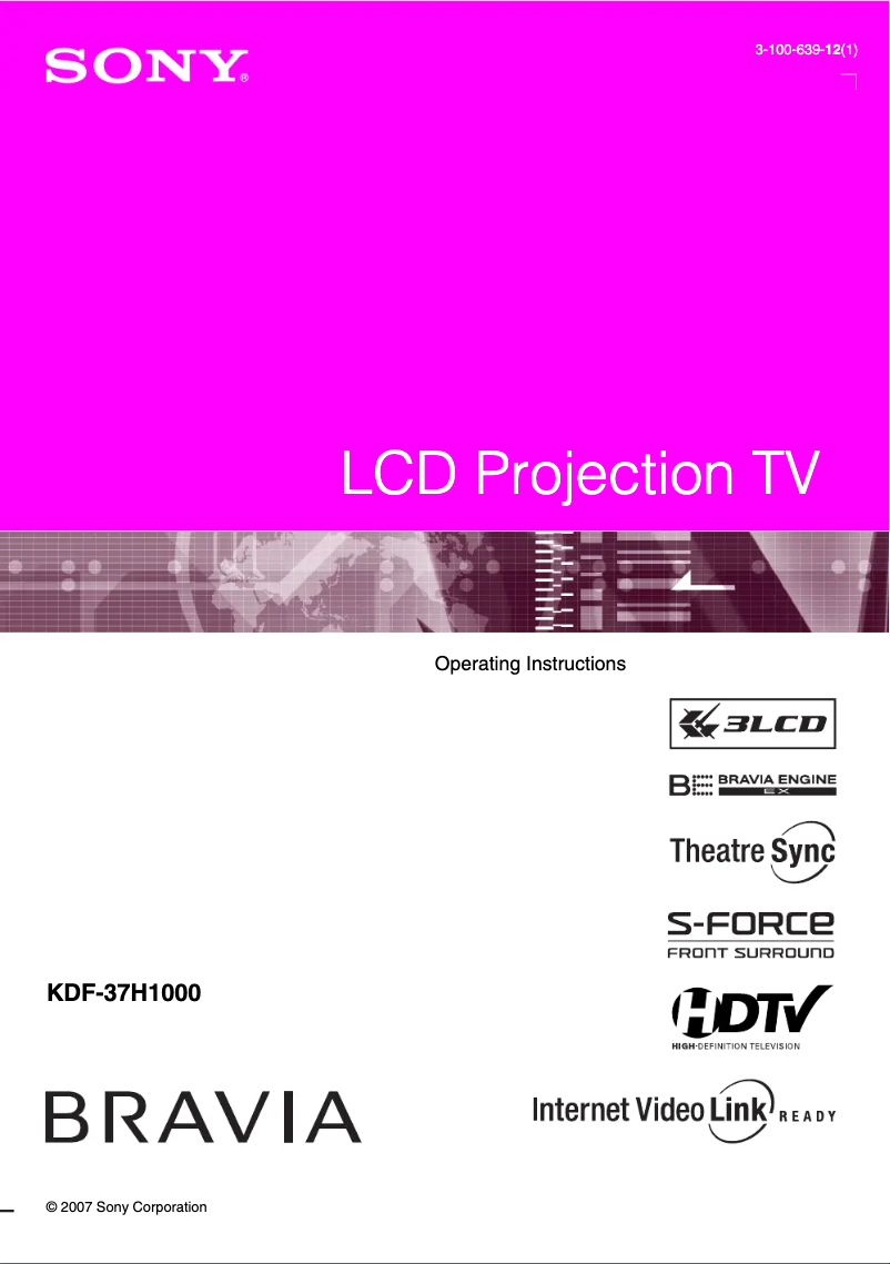 Page n°1 - Manuel utilisateur Sony Bravia KDF-37H1000