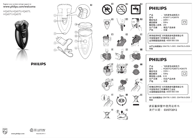 Imagen de la primera página del manual del dispositivo HQ6076