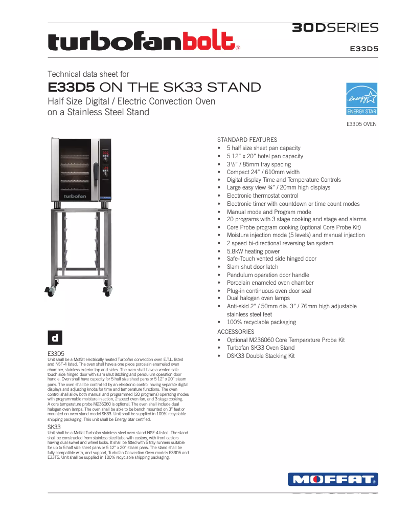 Page 1 de la notice Manuel utilisateur Moffat Turbofan E33D5
