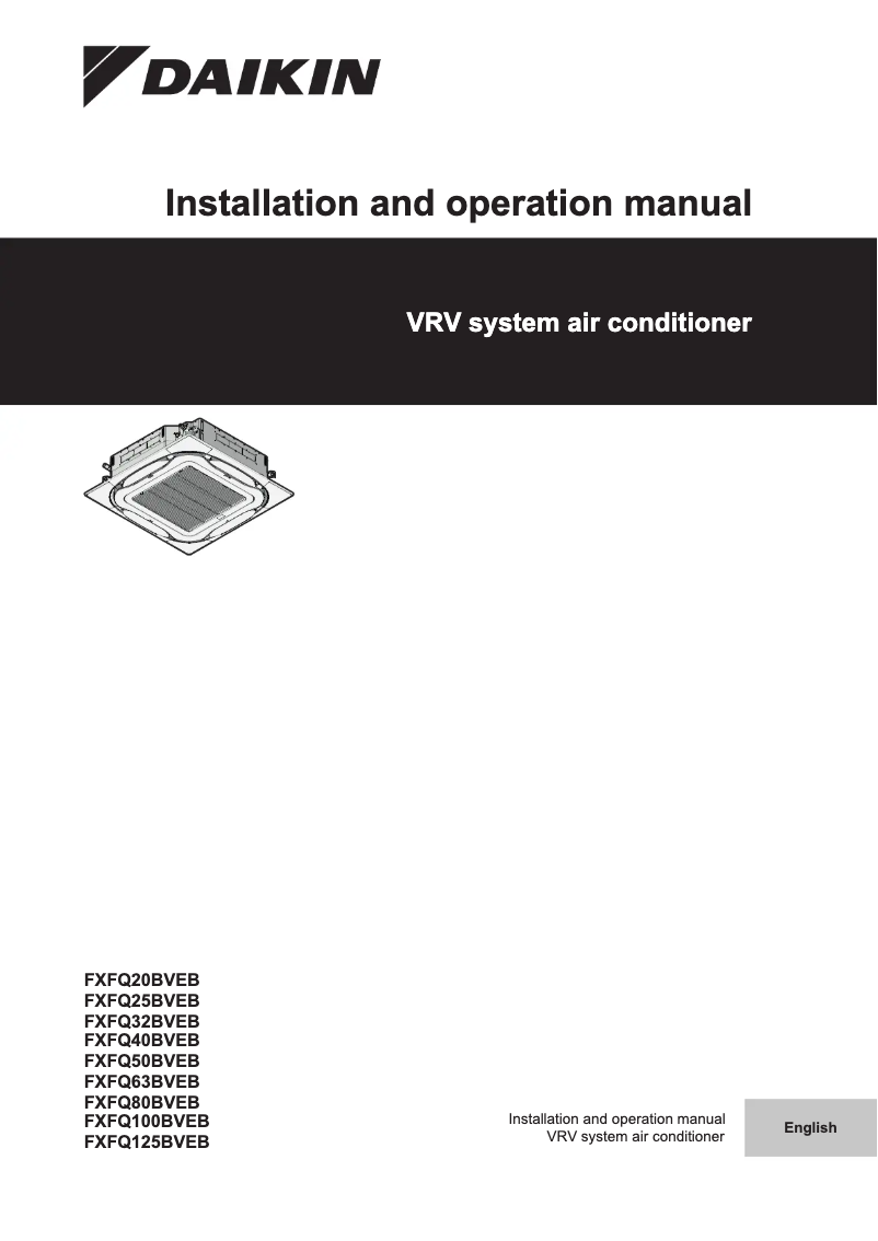 Image de la première page du manuel de l'appareil FXFQ40BVEB