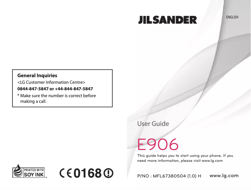 Page n°1 - Manuel utilisateur LG E906 Jil Sander
