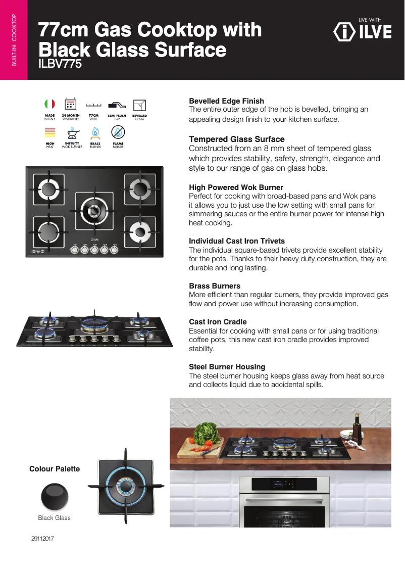 Page 1 de la notice Fiche technique Ilve ILBV775