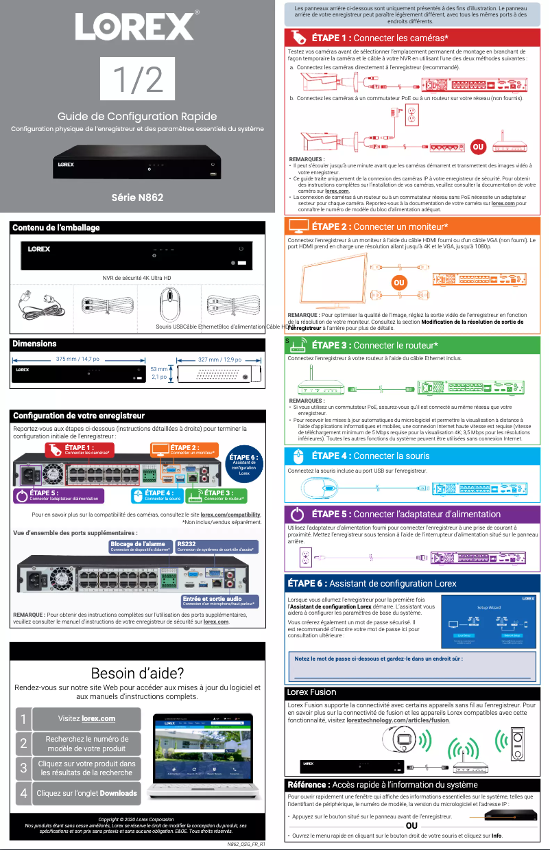 Page n°1 - Manuel utilisateur Lorex N862B