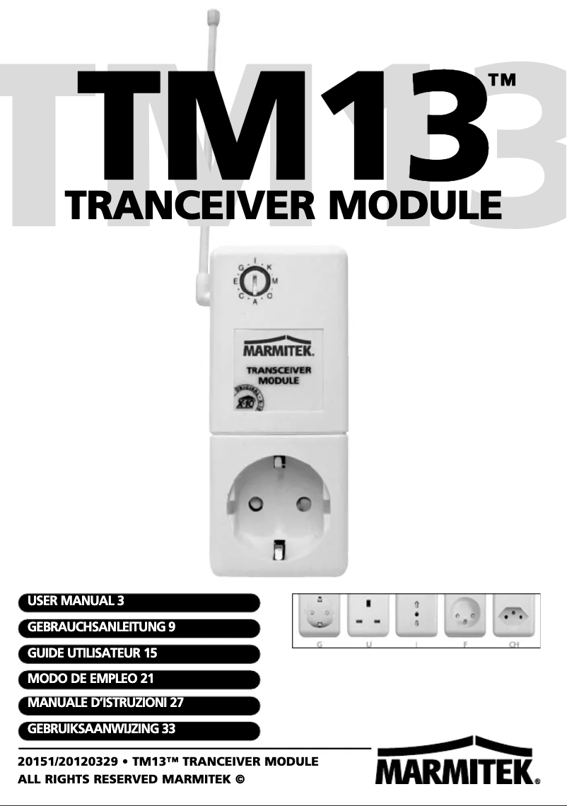 Page n°1 - Manuel utilisateur Marmitek TM13