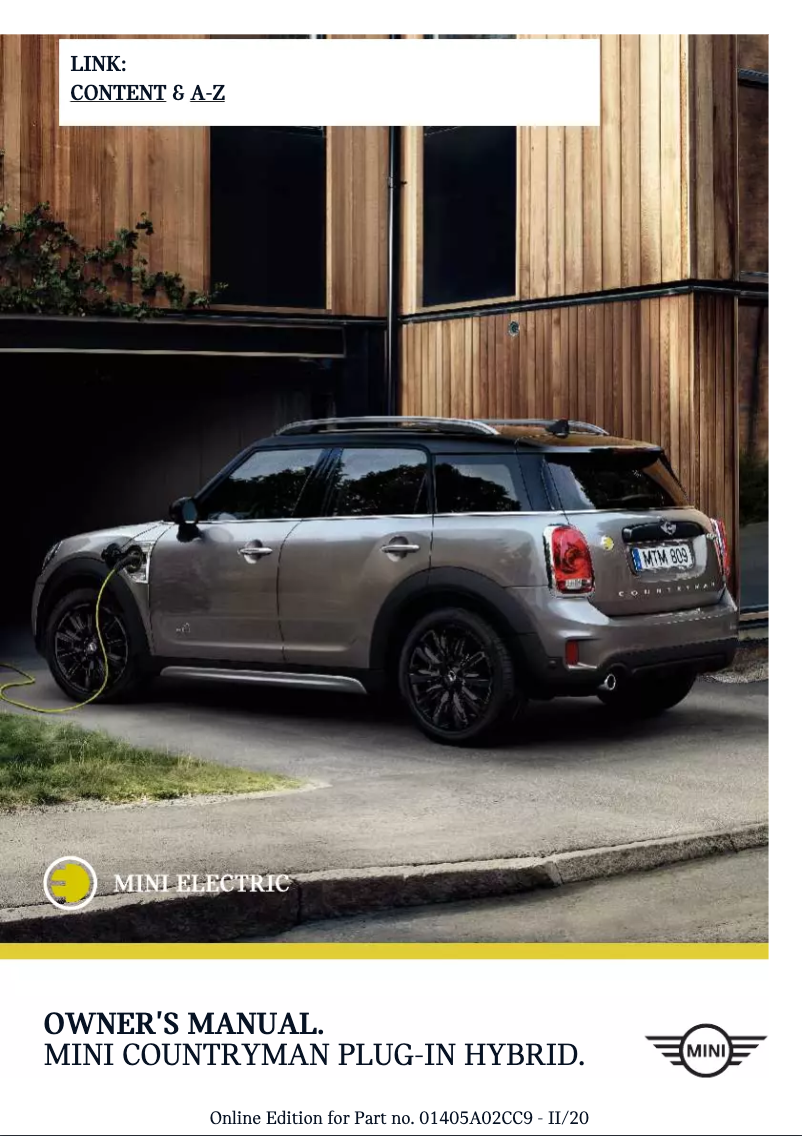 Page 1 de la notice Manuel utilisateur Mini Countryman Plug In Hybrid (2021)