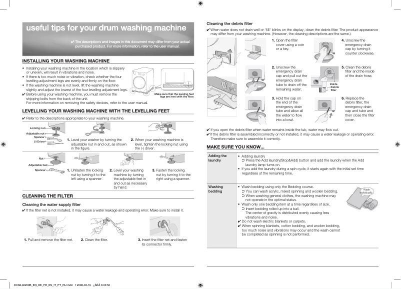 Page n°1 - Manuel utilisateur Samsung WD0704REC
