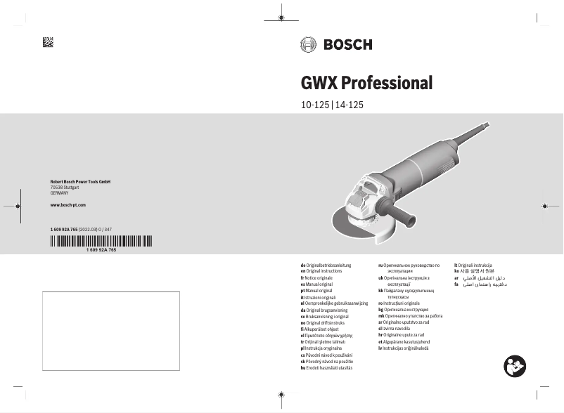 Image de la première page du manuel de l'appareil GWX 14-125 Professional