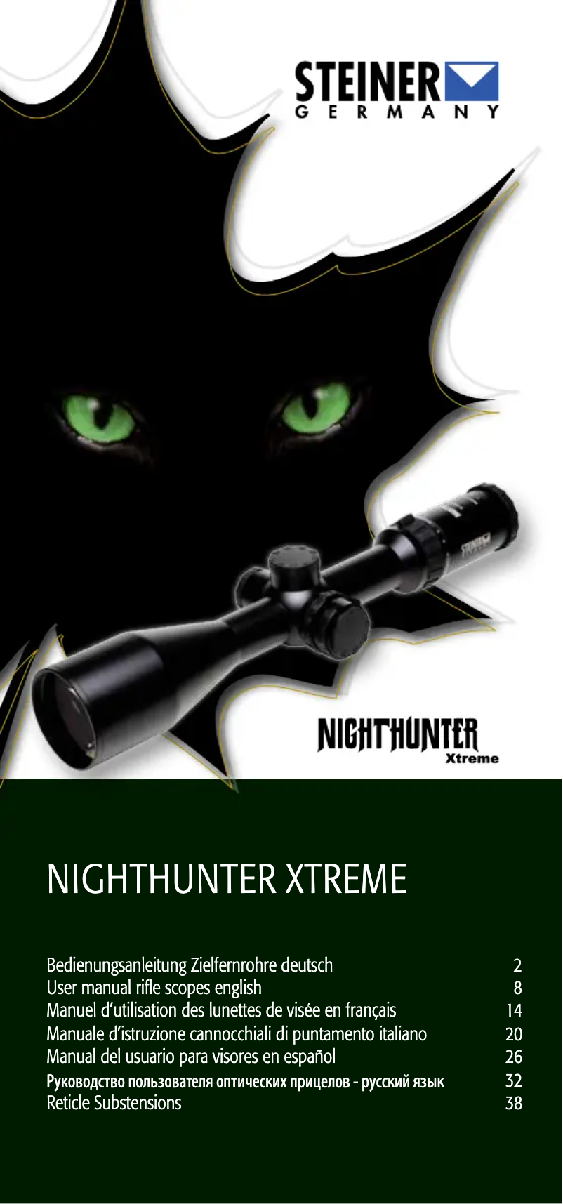 Image de la première page du manuel de l'appareil Nighthunter Xtreme 1.6-8x42