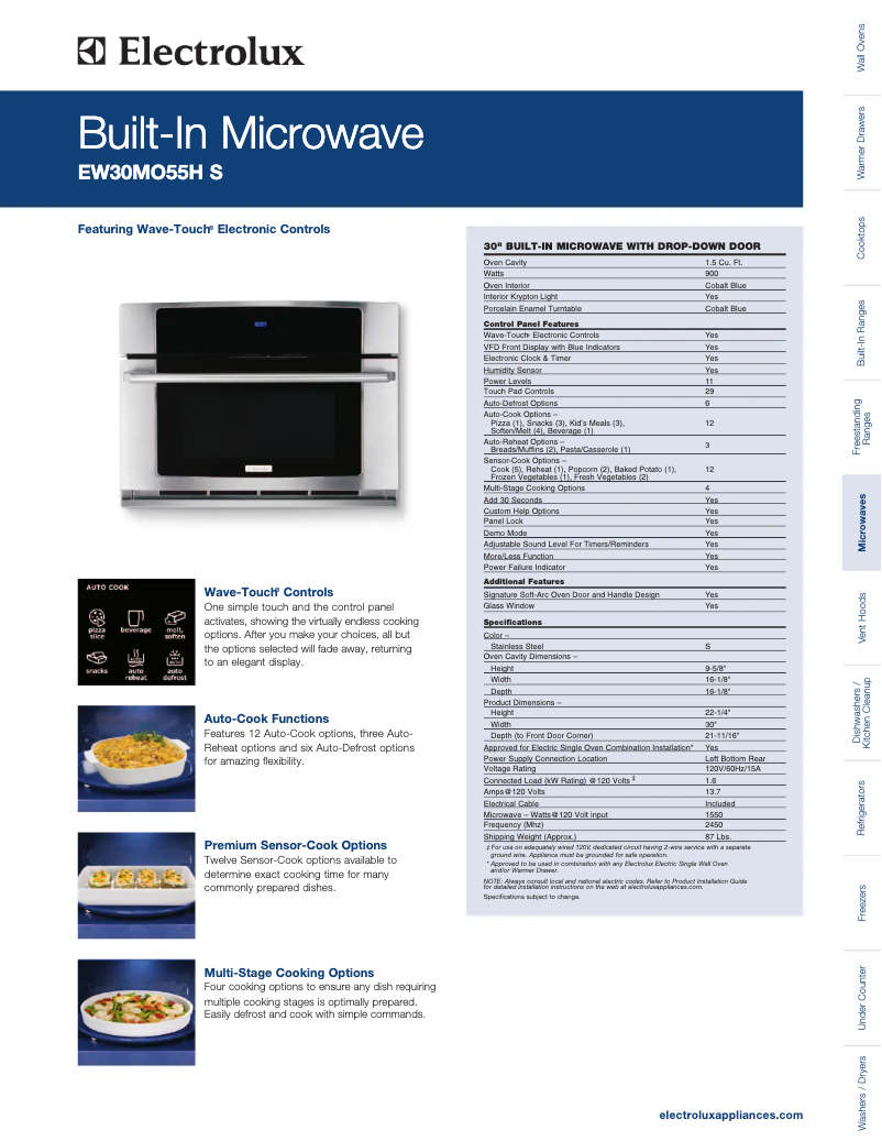 Page n°1 - Fiche technique Electrolux EW30MO55HS