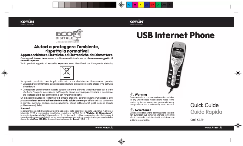 Imagen de la primera página del manual del dispositivo KR.PH