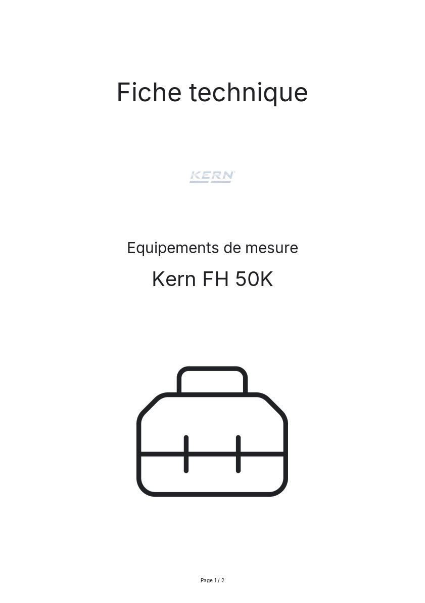 Page n°1 - Fiche technique Kern FH 50K