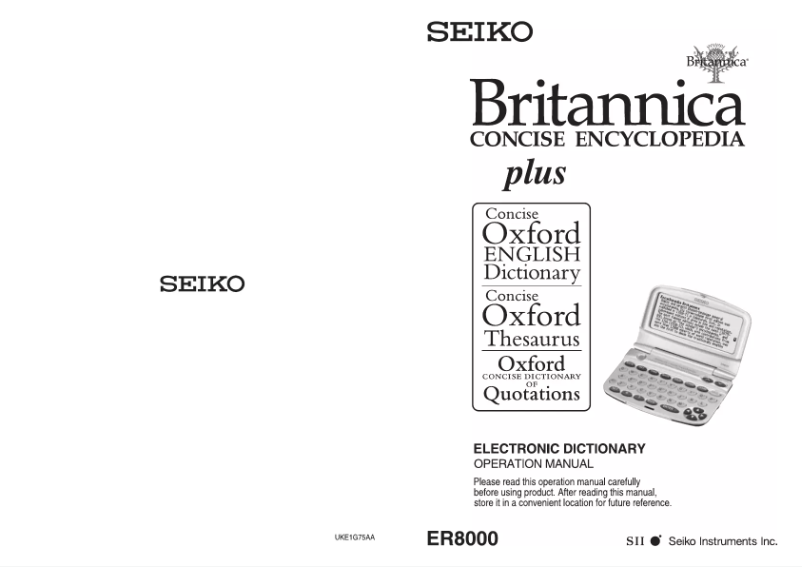 Page n°1 - Manuel utilisateur Seiko ER8000